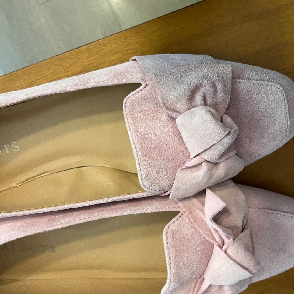 Talbots Light Pink Suede Bow Loafers